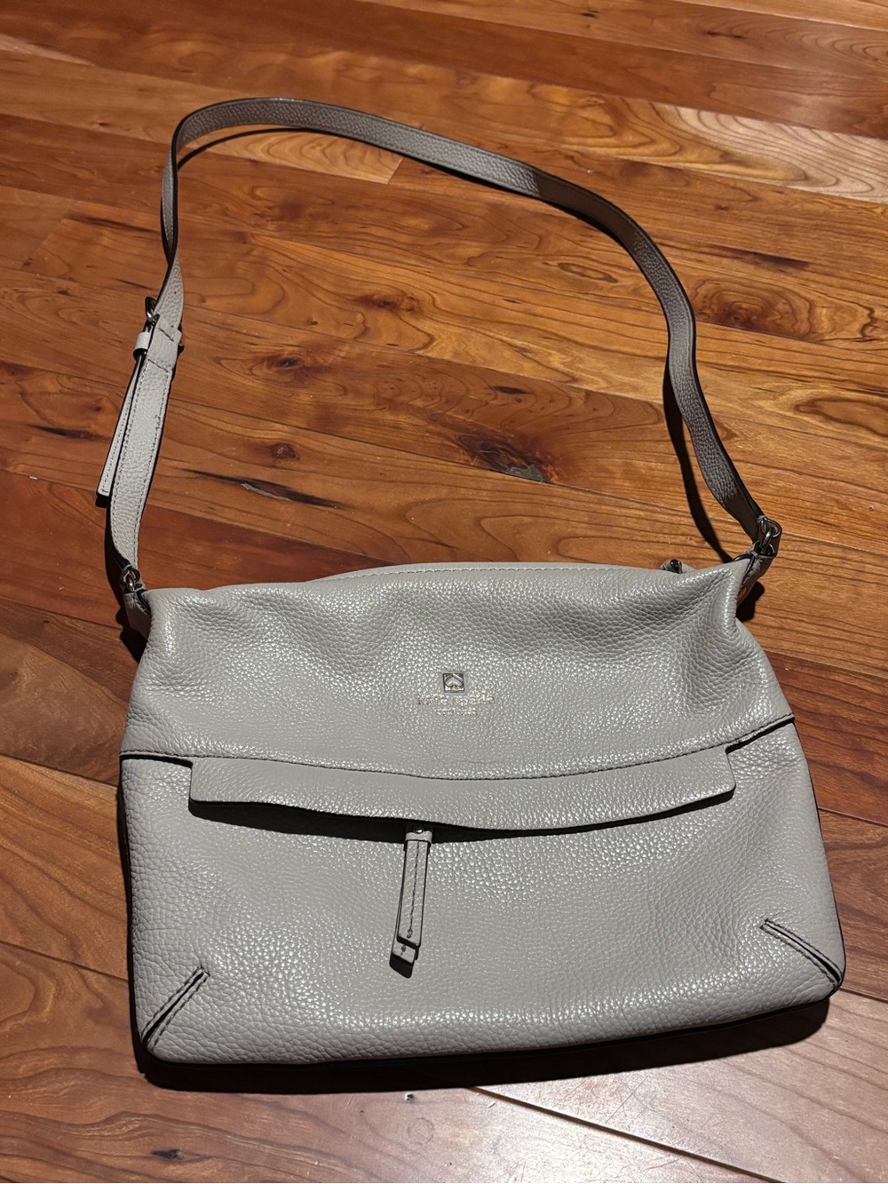 kate spade Pebbled Leather Crossbody in Light Gray